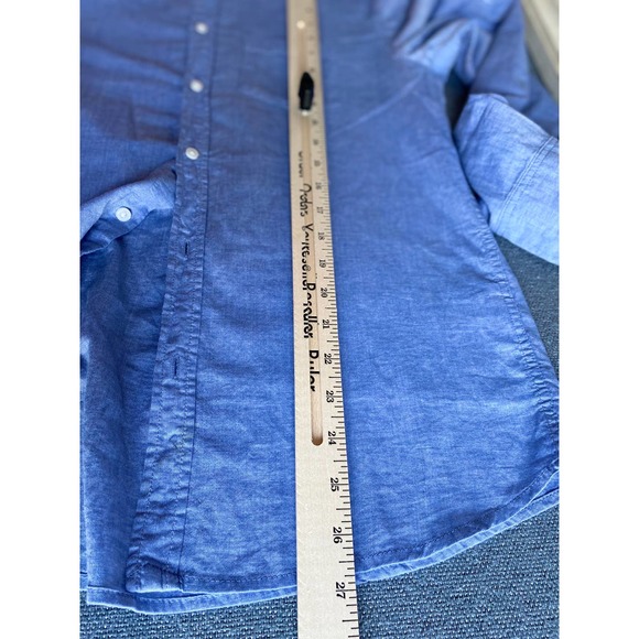 H&M button shirt Youth 14+ rounded collar long sleeves 3/4 roll up tab light - Picture 9 of 15